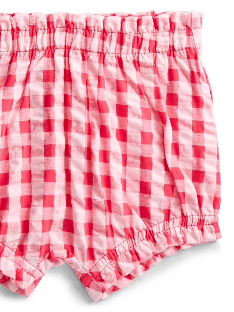 Wonder Nation Baby Girls Cotton Seersucker Puff Sleeve Top and Bloomer Shorts Set, 2-Piece, Sizes... | Walmart (US)