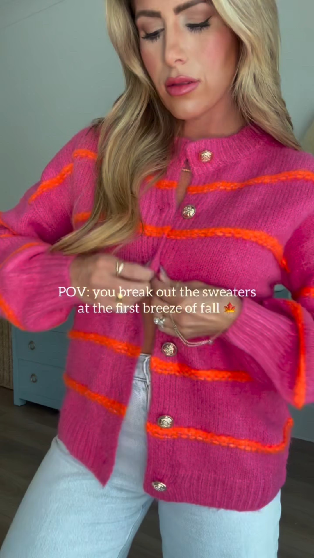 Comment SWEATER and I’ll message you details for the cutest striped cardigan on Amazon!