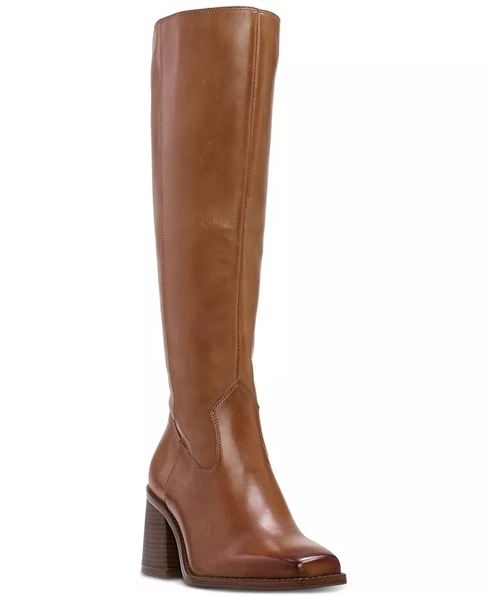 Vince Camuto Womens's Sangeti Snip-Toe Block-Heel Wide-Calf Knee-High Boots - Macy's | Macy's