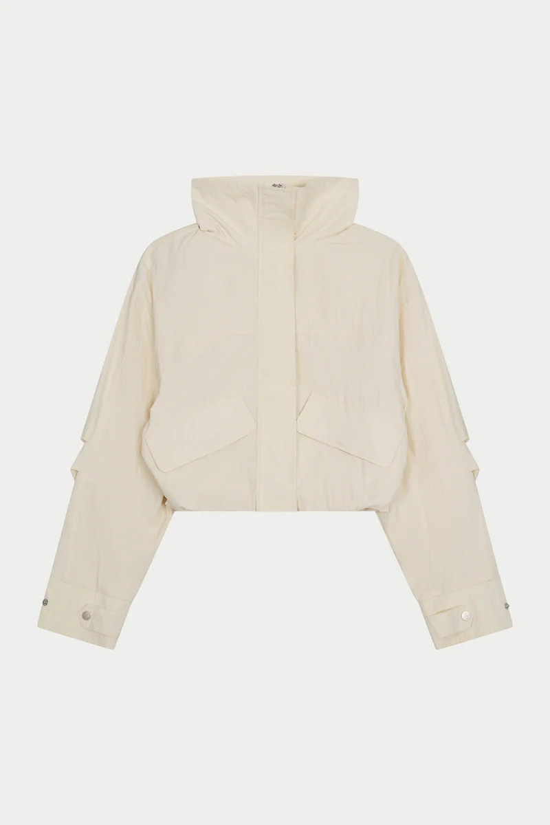 FUNNEL NECK SHELL JACKET - ECRU | The Couture Club