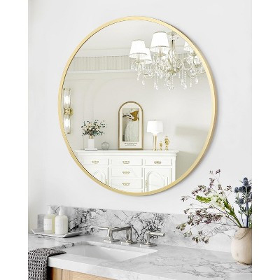 Round Mirror, Metal Frame Circle Mirror for Bathroom, Bedroom, Living Room, Entryway, Modern Decorative, Wall-Mounted Mirrors, Home Décor, Gold | Target