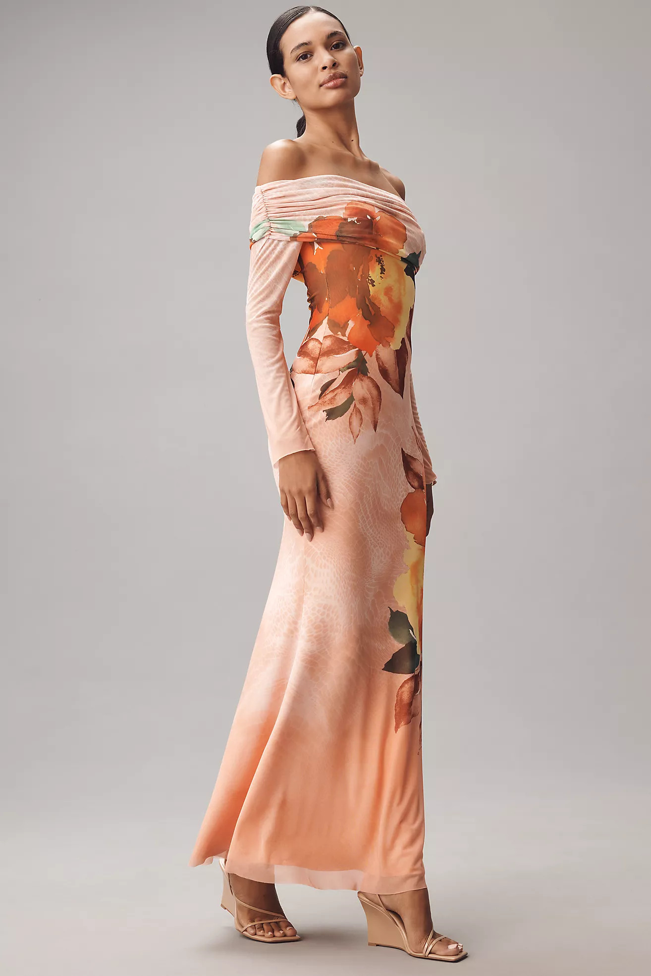 Robe longue en maille épaules dénudées manches longues AFRM | Anthropologie (EU)