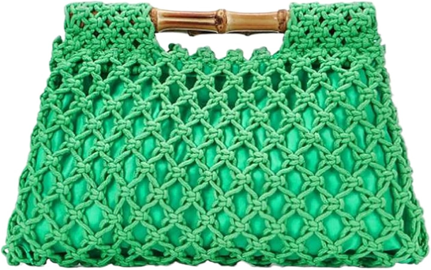 Women Straw Woven Mesh Handbag Bamboo Handbag Trendy Summer Travel Seaside Beach Vacation Totes B... | Amazon (US)