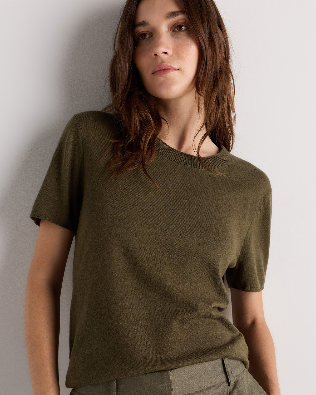Quince | Women's Lightweight Cotton Cashmere Relaxed Sweater T-Shirt in Heather Grey, Size Medium, Organic Cotton | Quince