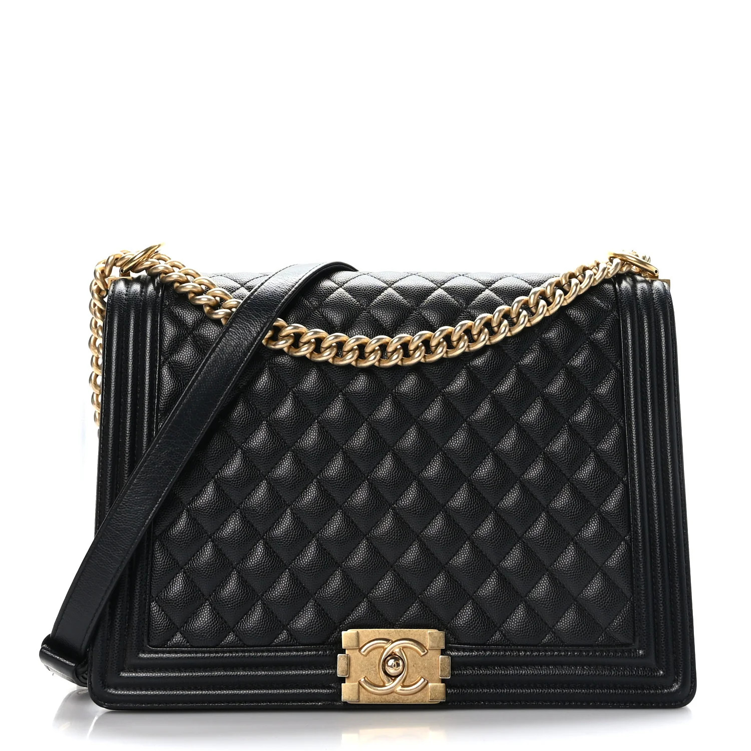 Caviar Quilted Large Boy Flap Black | FASHIONPHILE (US)