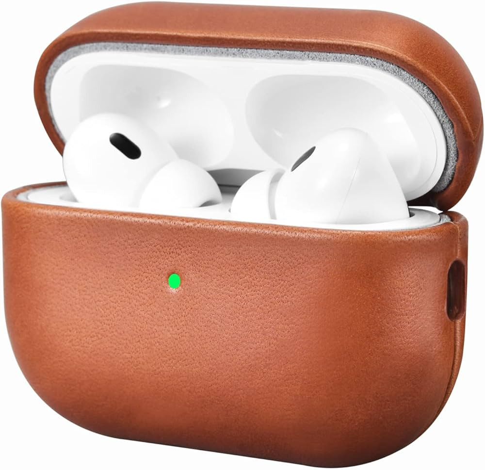 Amazon.com: ICARERFAMILY Leather Case for AirPods Pro 2 (2022), Genuine Leather Shockproof Protec... | Amazon (US)