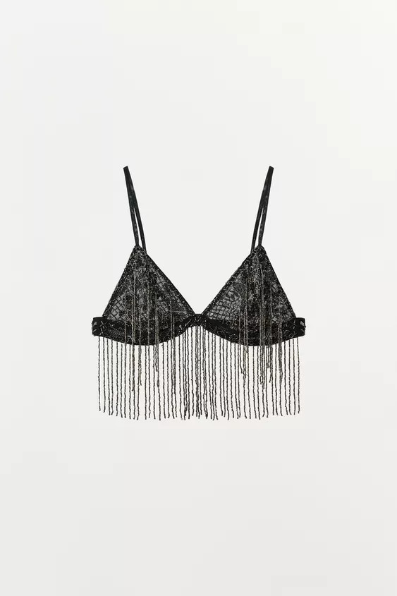 BEADED FRINGE BRA | Zara US