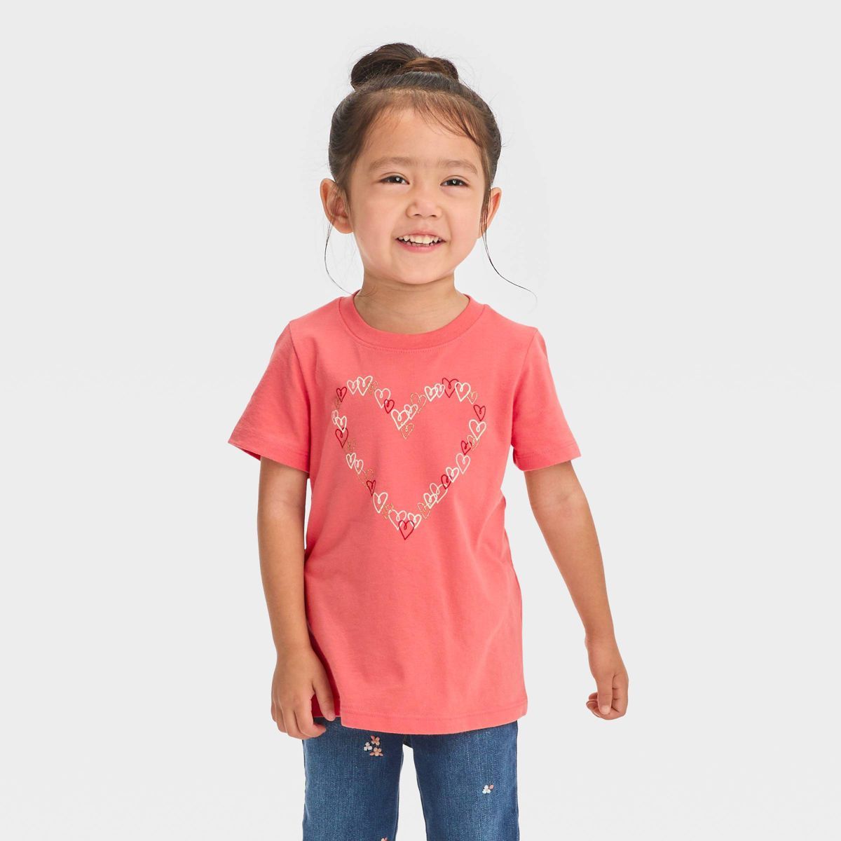 Toddler 'Heart of Hearts' Short Sleeve T-Shirt - Cat & Jack™ Peach Orange | Target