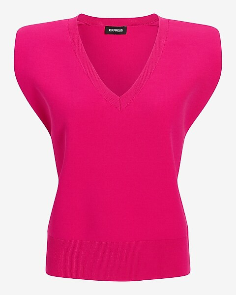 V-neck Padded Shoulder Sweater Vest | Express