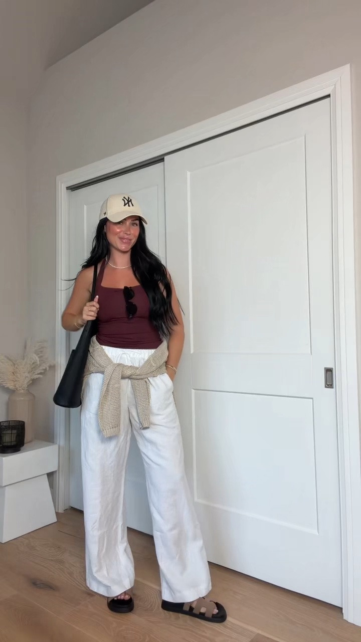 Aritzia outfit inspo ✨🤍 Effortless, elevated, and so easy to recreate. I’ll have all the outfit details on my LTK.

My sizing: 5'7", 145 lbs, 32DD  
Wearing a size small top and size medium pants.

@Aritzia Aritzia outfit, outfit inspo, summer outfit, chic outfit, casual chic, neutral outfit, white pants outfit, halter top outfit, elevated basics, everyday outfit, effortless style, capsule wardrobe, minimalist style, linen pants, sweater styling, shoulder sweater, waist sweater, vacation outfit, brunch outfit, date night outfit, classy outfit, outfit ideas, LTK, fashion inspo, neutral fashion, summer style, pre fall outfit, everyday fashion