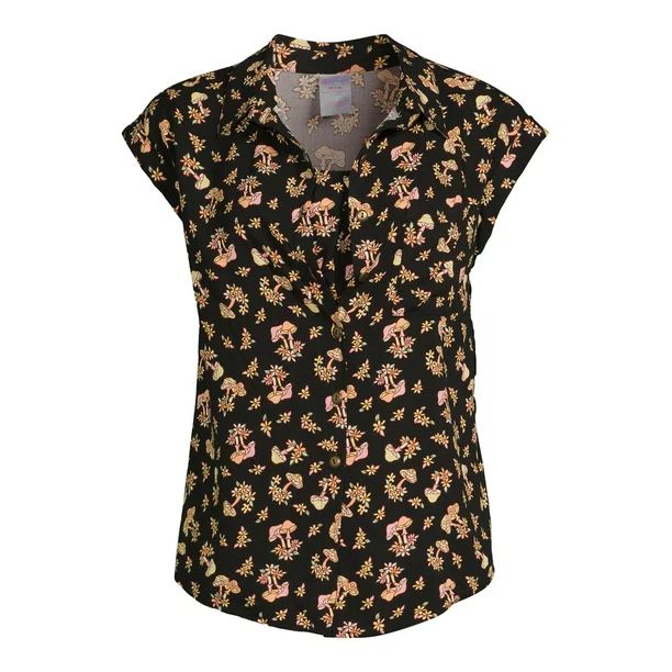 No Boundaries Juniors' Button Front Shirt with Bralette - Walmart.com | Walmart (US)