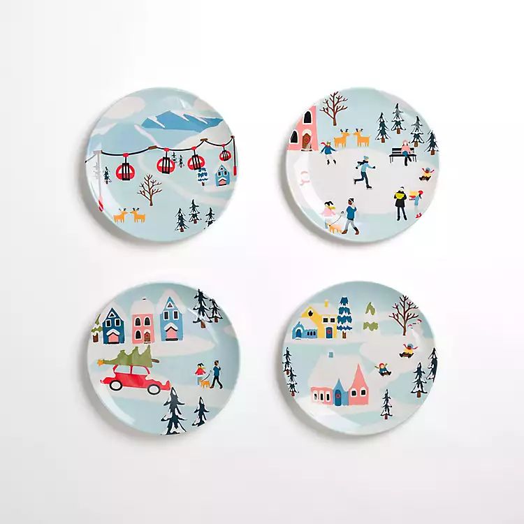 Snowy Village Ceramic Salad Plates, Set of 4 | Kirkland's Home