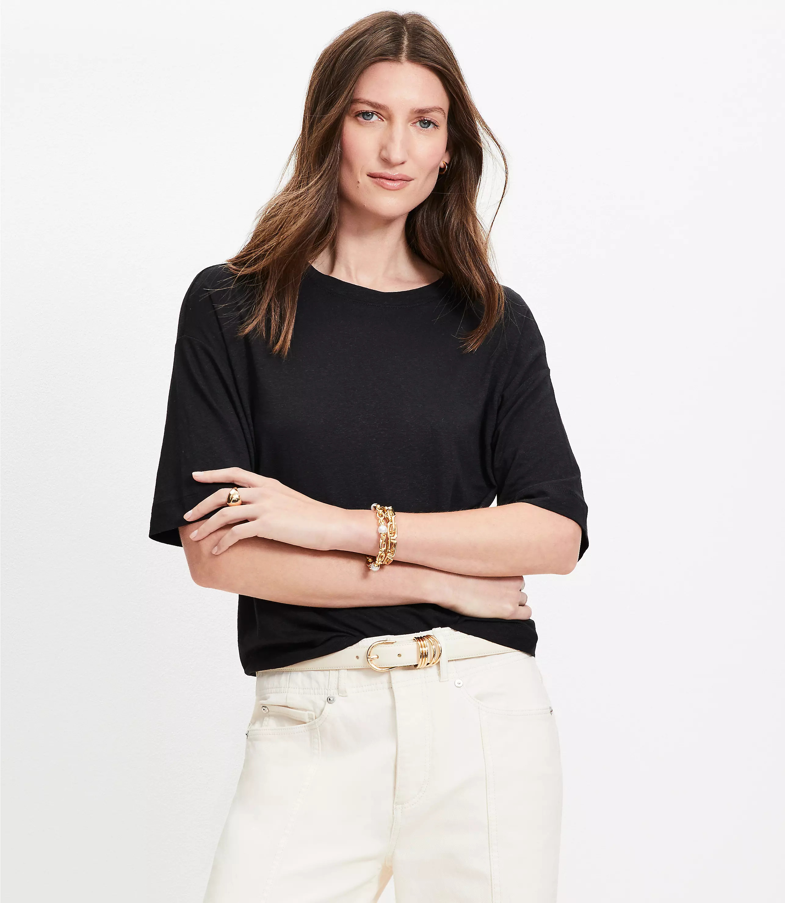 Linen Blend Modern Tee | LOFT