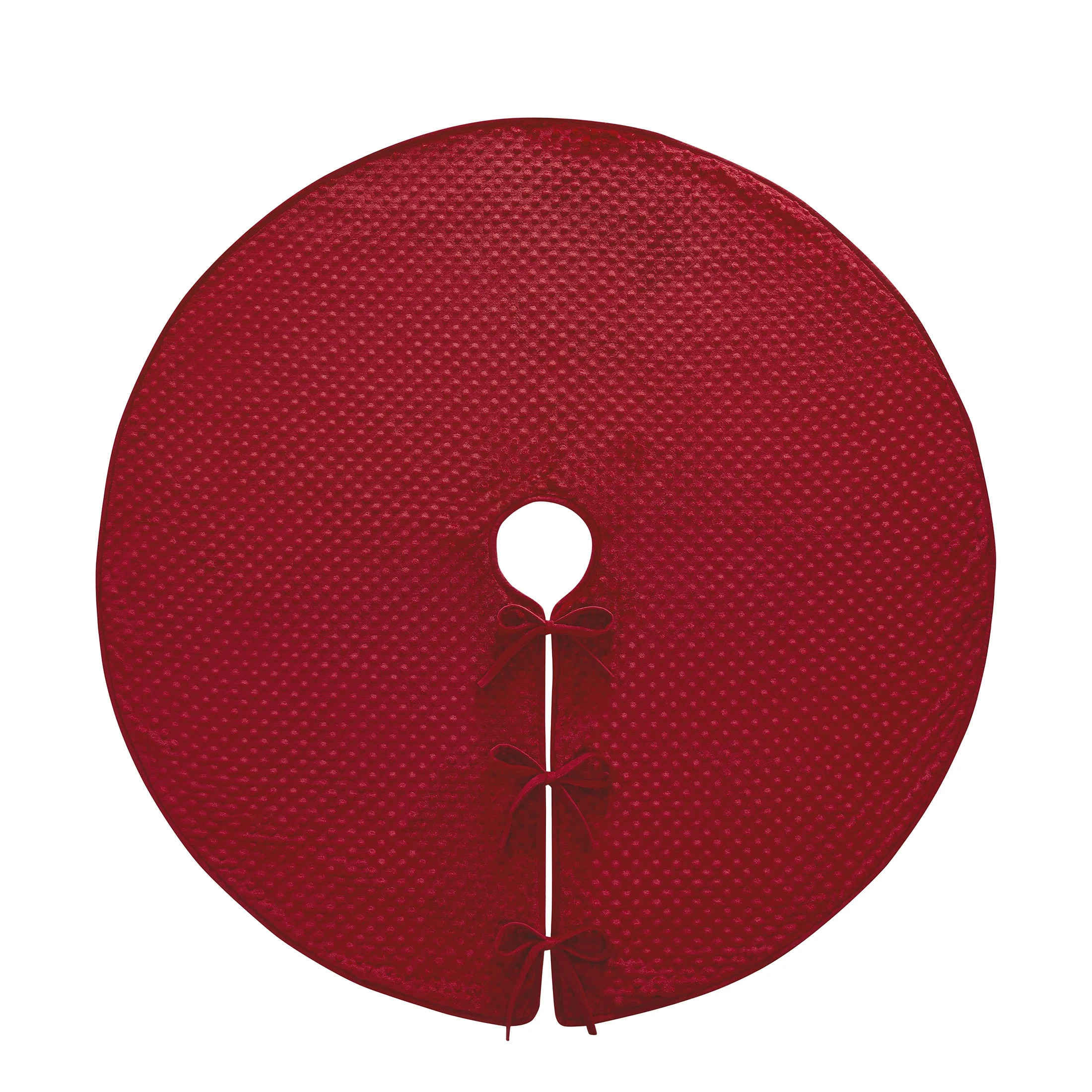 My Texas House Madison Savvy Red Embossed Polyester Christmas Tree Skirt, 52" | Walmart (US)