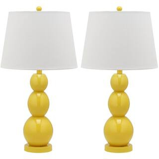 Reviews for SAFAVIEH Jayne 27.5 in. Yellow Three Sphere Glass Table Lamp with White Shade (Set of... | The Home Depot
