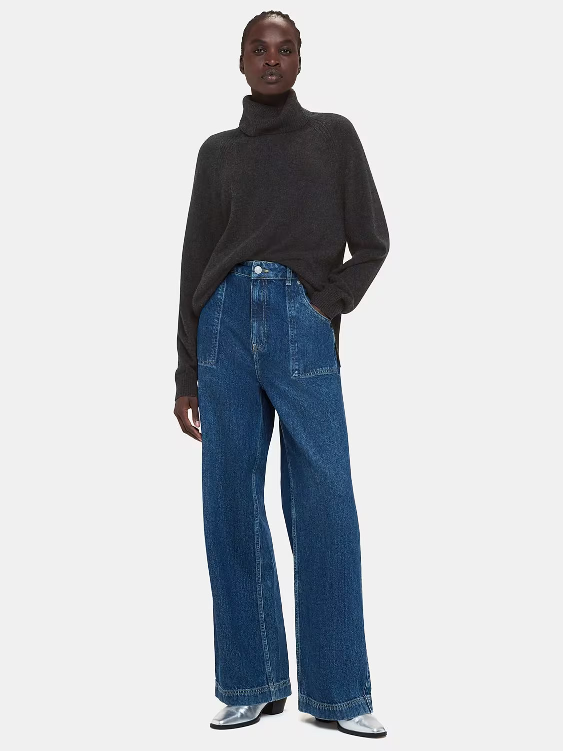 Whistles Cashmere Raglan Sleeve Roll Neck Jumper | John Lewis (UK)