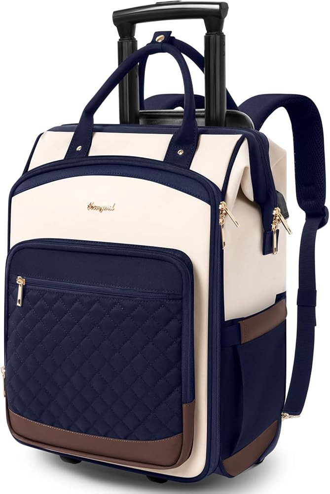 Rolling Backpack for Women, Travel Backpack with Wheels, Vertical Storage Wheeled Laptop Backpack... | Amazon (US)