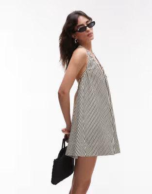 Topshop halter mini trapeze dress in mono stripe | ASOS | ASOS (Global)