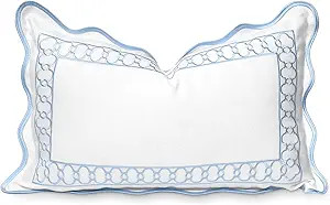 Hofdeco Premium Coastal Patio Indoor Outdoor Scalloped Lumbar Pillow Cover Only, 12"x20" Water Re... | Amazon (US)