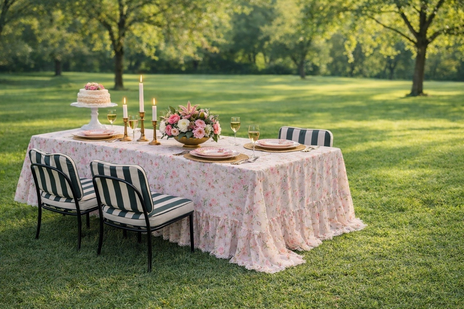 Spring brunch in the garden 🌸

There’s something about a soft floral tablecloth, fresh flowers, and candlelight that instantly turns an outdoor table into a beautiful moment. I especially love how the green striped dining chairs pair with the romantic ruffled floral linen — it feels fresh, relaxed, and perfect for spring entertaining.

Whether it’s a slow weekend brunch, a garden lunch, or just enjoying the sunshine outside, a simple tablescape like this makes everything feel a little more special.

#springbrunch
#gardenbrunch
#outdoordining
#springtablescape
#floraltablecloth
#stripedchair
#gardenentertaining
#springtable
#tablescapeinspo
#brunchathome

#LTKFestival #LTKSpringSale