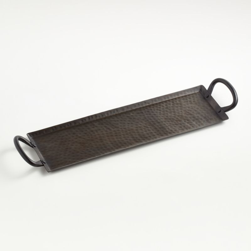 Feast Rectangular Hammered Iron Serving Platter with Handles + Reviews | Crate & Barrel | Crate & Barrel