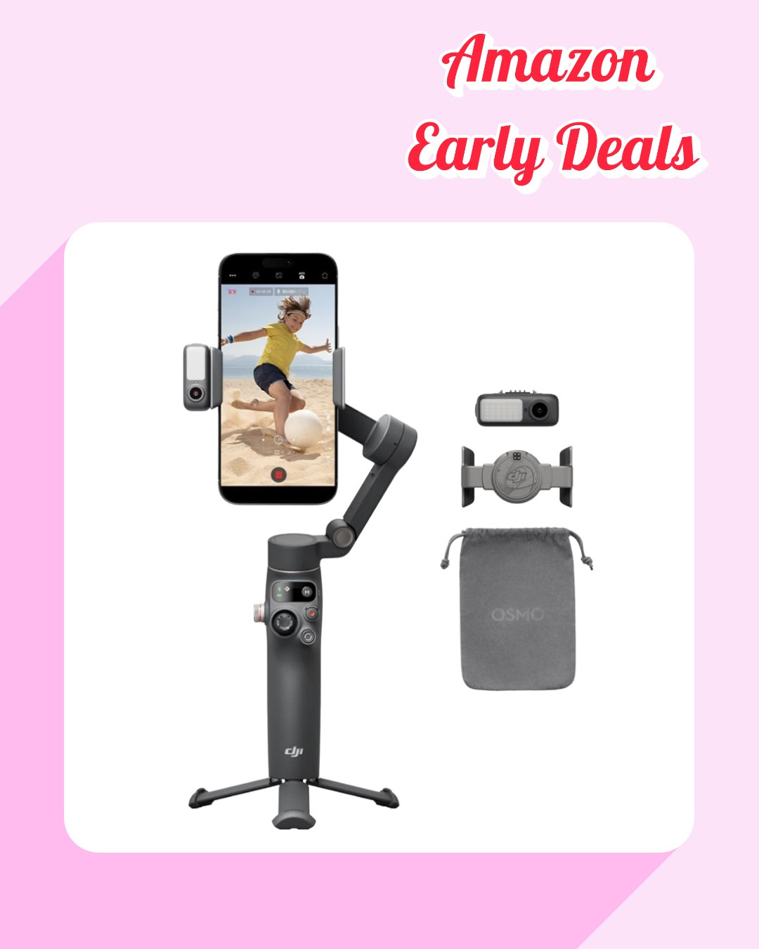 Early Deal Alert! Get the DJI Osmo Mobile 7P Gimbal Stabilizer at an unbeatable price! Perfect for capturing smooth, professional-grade videos on your phone.

- Native tracking for both iPhone and Android
- Lighting mode for perfect selfies
- Quick launch and one-tap editing
- Built-in extension rod and tripod
- Up to 10 hours of use and phone charging

Don't miss out on this amazing deal! #AmazonEarlyDeals

#LTKSaleAlert