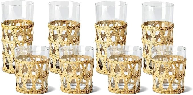 Two's Company 52996 2 Style Island Chic Lattice Drinking Glass, 24 Pieces | Amazon (US)
