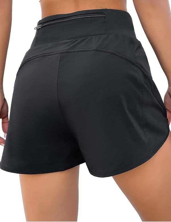 BMJL Womens Athletic Running Shorts High Waisted Workout Shorts Quick Dry Gym Shorts with Zipper Poc | Amazon (US)