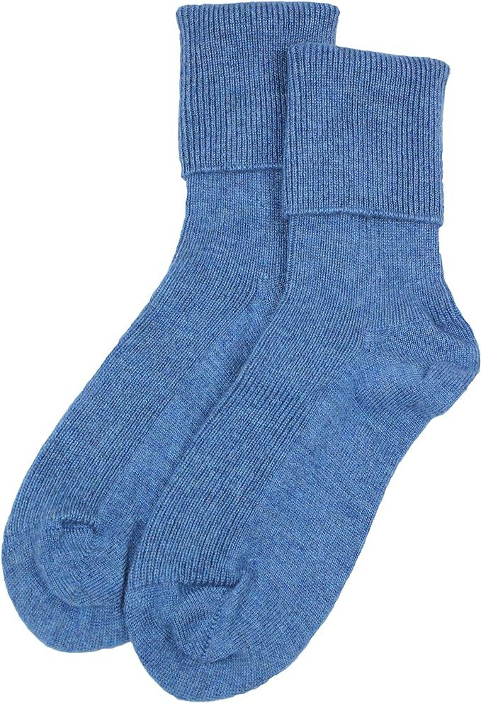 Jasmine Silk Ladies' Pure Cashmere Bed Socks for Women Blue Made in Scotland | Amazon (UK)