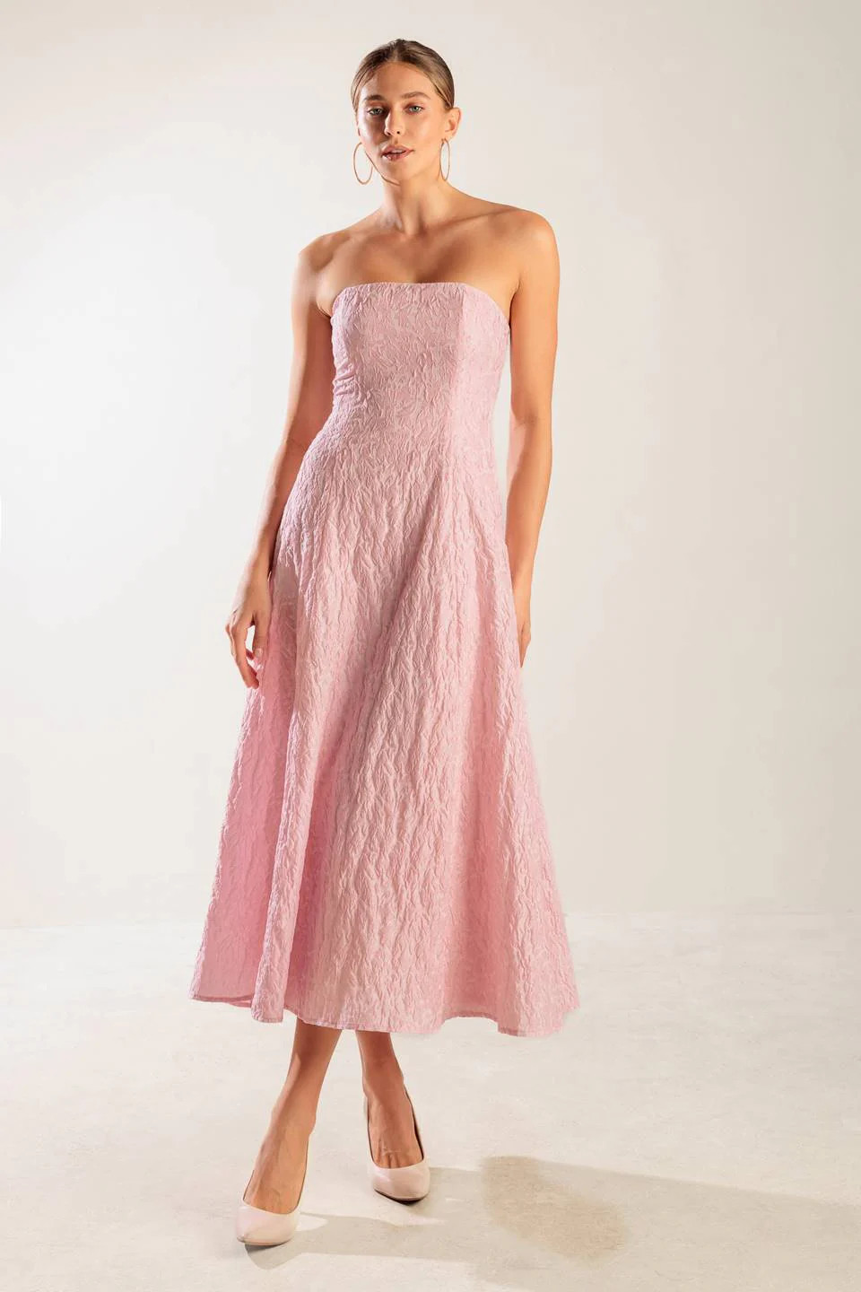 ROLL WITH IT LIGHT PINK MIDI DRESS | Lady Black Tie