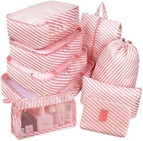 Packing Cubes for Travel, 9 Set Luggage Organizers with, Pink, Size One_Size | Amazon (US)