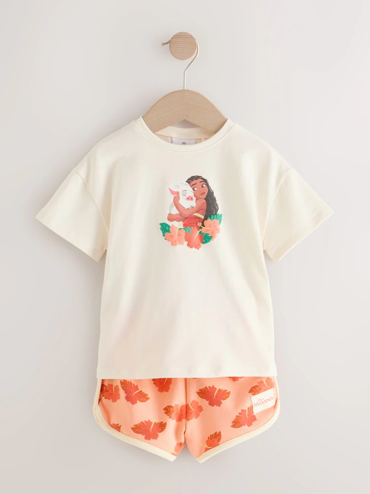 Coral/Ecru Disney Moana Short Sleeve Top and Shorts Set (3mths-7yrs) | Next US