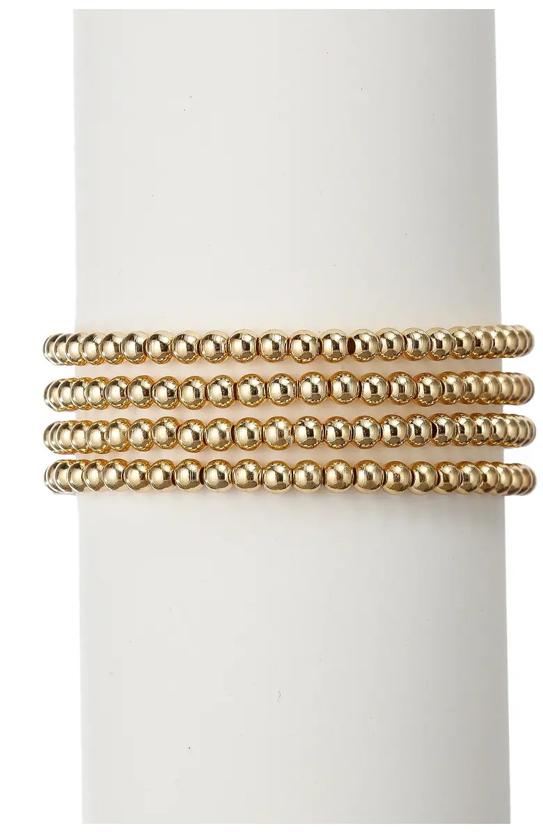 EYE CANDY LOS ANGELES 18K Gold Plated Beaded Stretch Ball Bracelet Set | Nordstromrack | Nordstrom Rack