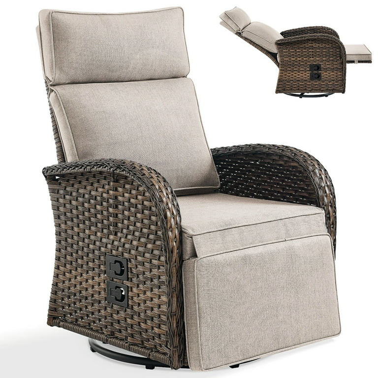 Bellefurn Outdoor Swivel Recliner Chairs,Patio Wicker Recliner Chairs Outdoor Lounge Chairs with ... | Walmart (US)
