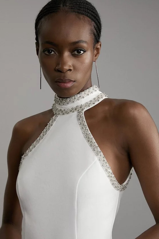 Premium Embellished Ponte Jersey Midi Dress | Karen Millen UK + IE + DE + NL