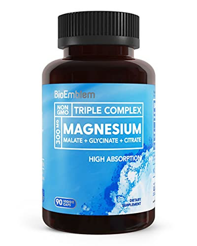 BioEmblem Triple Magnesium Complex | 300mg of Magnesium Glycinate, Malate, & Citrate for Muscles, Nerves, & Energy | High Absorption | Vegan, Non-GMO | 90 Capsules | Amazon (US)