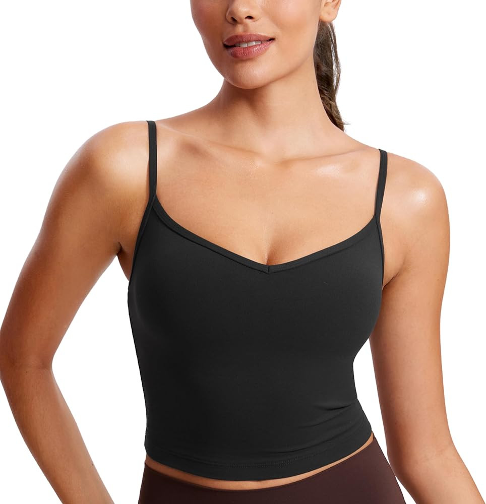 CRZ YOGA Butterluxe Womens Sweetheart Longline Sports Bra - Adjustable Thin Strap Workout Tank To... | Amazon (US)