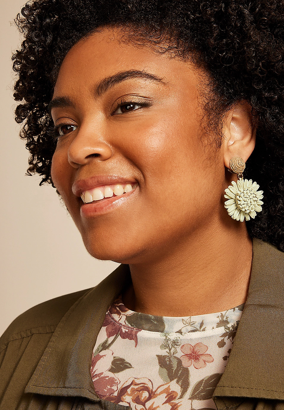 Sage Floral Raffia Drop Earrings | Maurices