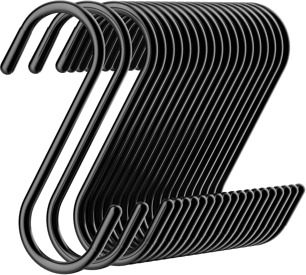 S Hooks Black, 20pack 4.3in S Hooks Heavy Duty for Hanging, S Shaped Hooks for Garden, Kitchen(Ph... | Amazon (US)