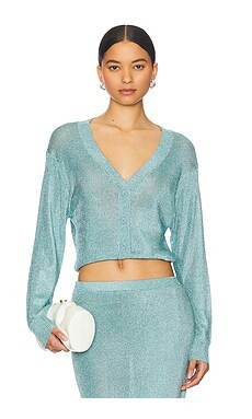 SER.O.YA Moni Metallic Cardigan Top in Frosted Sea from Revolve.com | Revolve Clothing (Global)