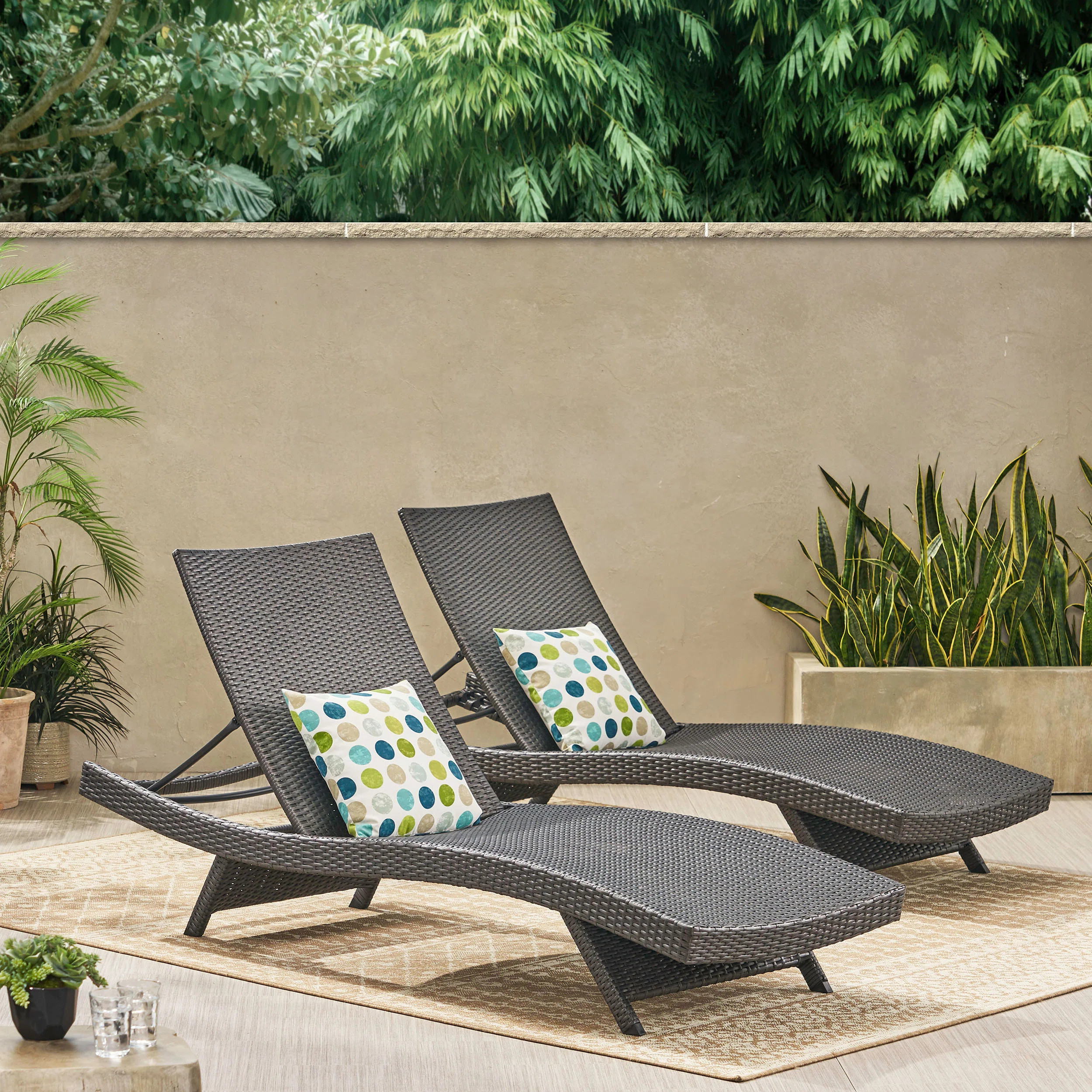 Billur Outdoor Wicker Chaise Lounge Set (Set of 2) | Wayfair North America