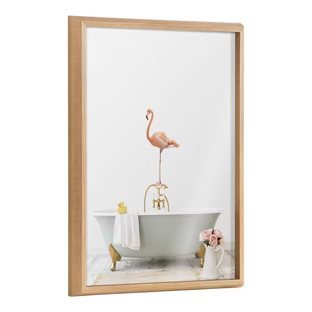 18" x 24" Blake Flamingo Cottage Bathroom by Amy Peterson Art Studio Framed Printed Glass Natural... | Target