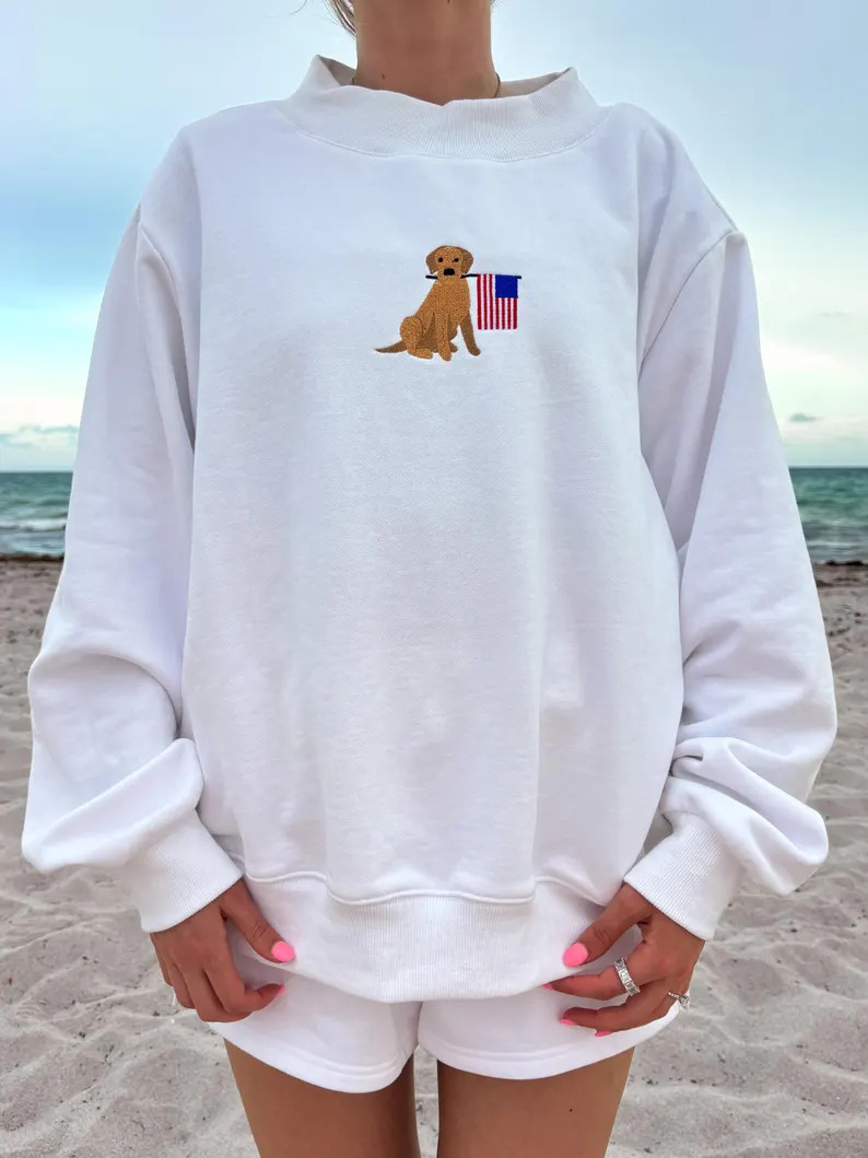 White American Flag Dog Mockneck Sweatshirt 100% Cotton - Etsy | Etsy (Global)
