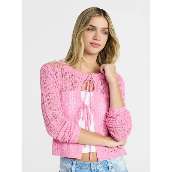 No Boundaries Tie Front Cardigan, Women's XXS-XXL | Walmart (US)