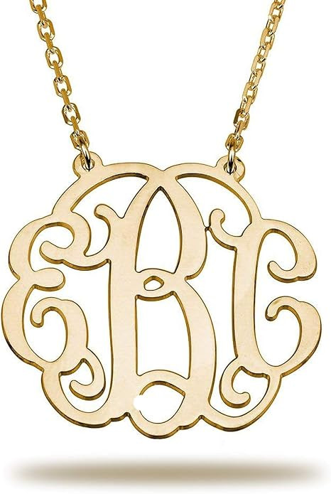 LONAGO Monogram Necklace Personalized Initial Monogrammed Necklace Custom Name Monogram Pendant N... | Amazon (US)