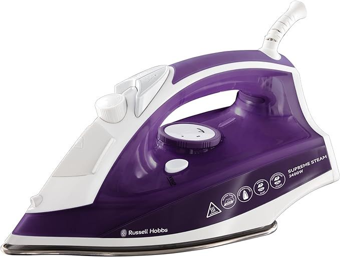 Russell Hobbs Supreme Steam Iron, Powerful vertical steam function, Non-stick stainless steel sol... | Amazon (UK)