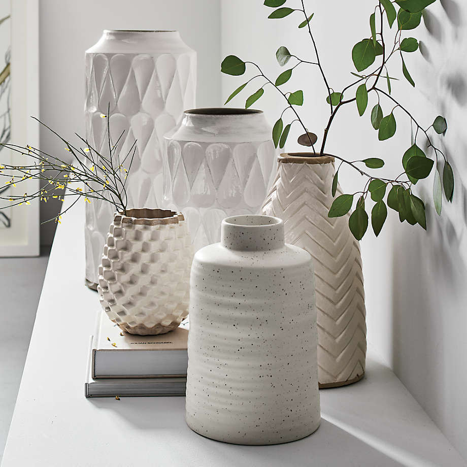 Holden White Ribbed Vase + Reviews | Crate and Barrel | Crate & Barrel