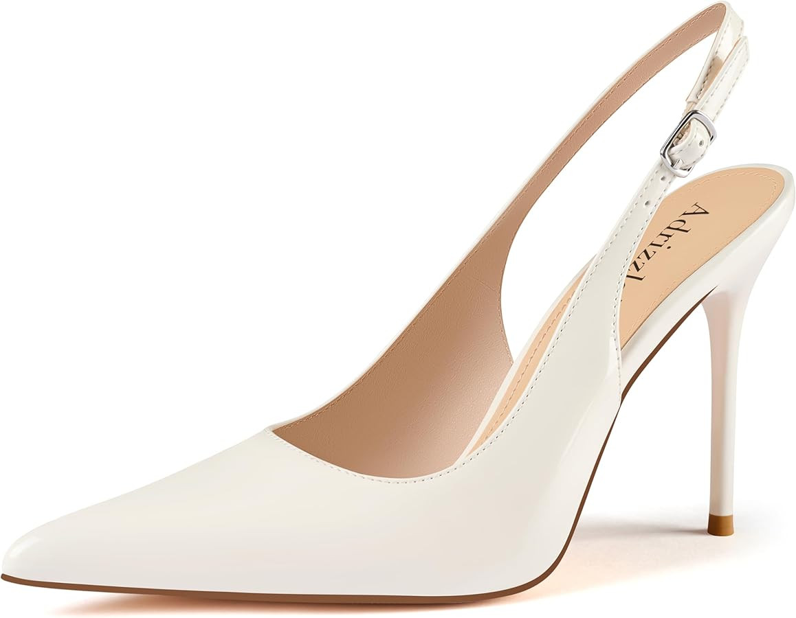 Adrizzlein Womens Slingback High Heels Pointed Toe Heels Closed Toe Stiletto Pumps Comfortable Se... | Amazon (US)