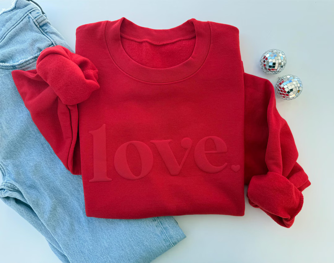 Love Sweatshirt, Xoxo Sweatshirt, Valentine's Day Sweatshirt Women, Embossed Sweatshirt, Women's ... | Etsy (US)