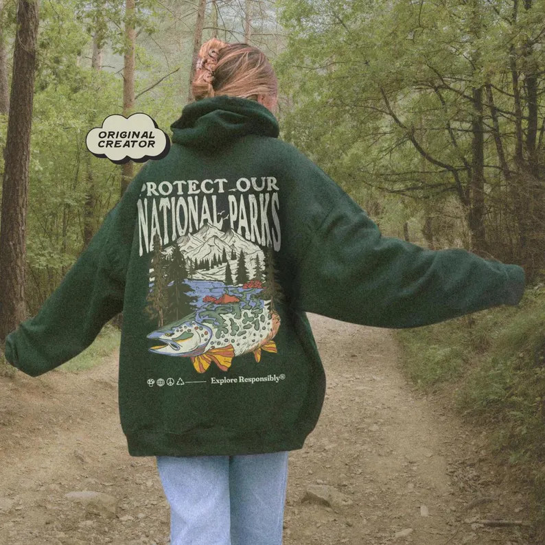 Protect National Parks Hoodie Protect Our Parks Granola Girl Respect the Locals Aesthetic Hiking ... | Etsy (US)